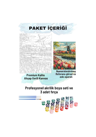Sayılarla Boyama Seti Numaralı Tuval Fırça Boya Dahil Kasnaklı Set 40x50 Cm - Harry