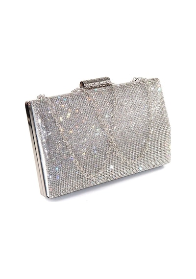 Keeba Taşlı Clutch Abiye Çanta Gümüş