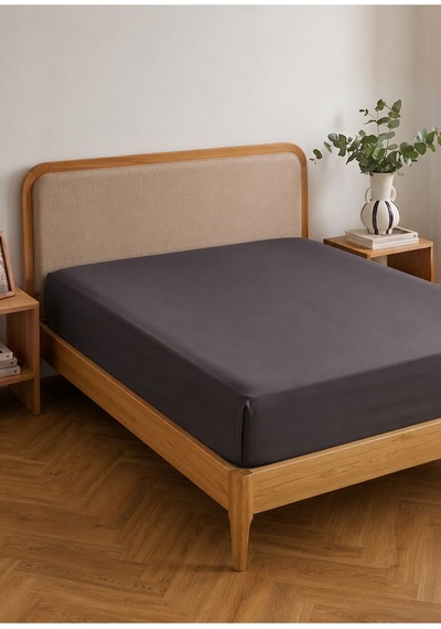 Bella Maison %100 Pamuk Saten Çift Kişilik Lastikli Çarşaf Seti Antrasit 160x200x35 Cm Antrasit