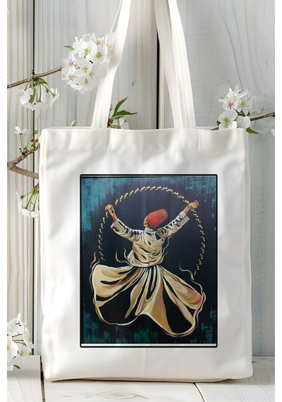 Art Hediye Mevlana İslamiyet Baskılı Omuz Çanta Kişiye Özel Model 15 Çok Renkli