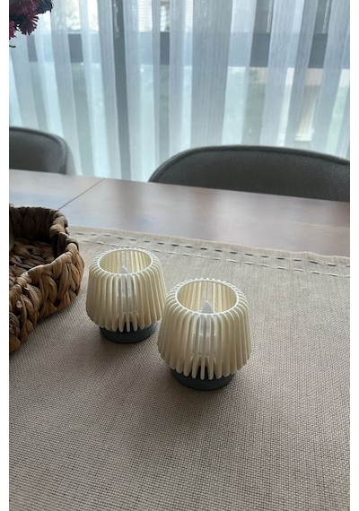 2li Dekoratif Mini Lambader, Masaüstü Lambası, Estetik Işıklı, Led Mumluk Çok Renkli