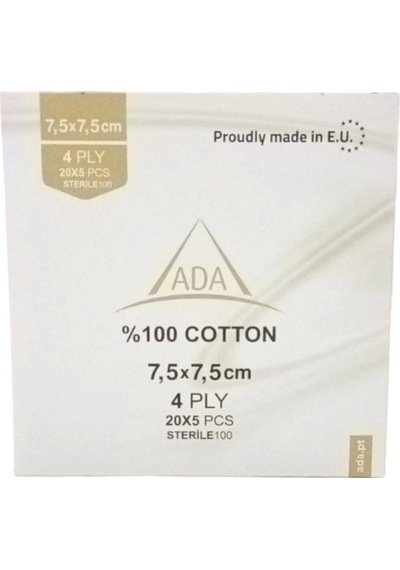 Ada Steril Spanç 4 Kat 7,5cm X 7,5cm 5'li Zarf - 100'lü Kutu
