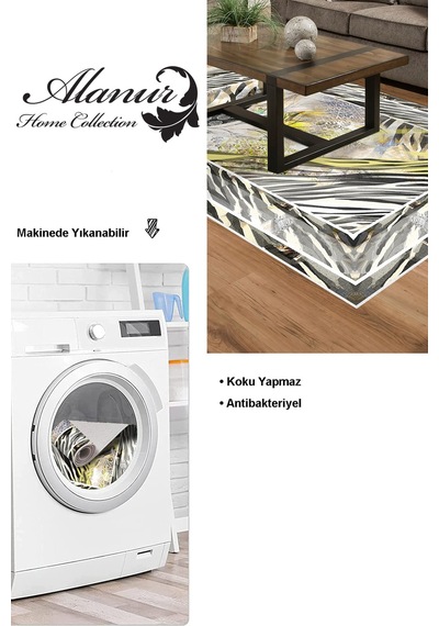 Dekoreko Kaymaz Taban Djt Salon Halısı Trend Modern 728 gri