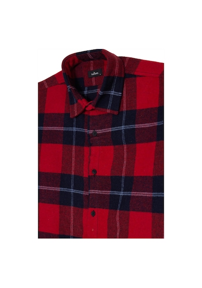 Tudors Erkek Slim Fit Dar Kesim Kareli Kışlık Oduncu Gömlek-42343 Kırmızı