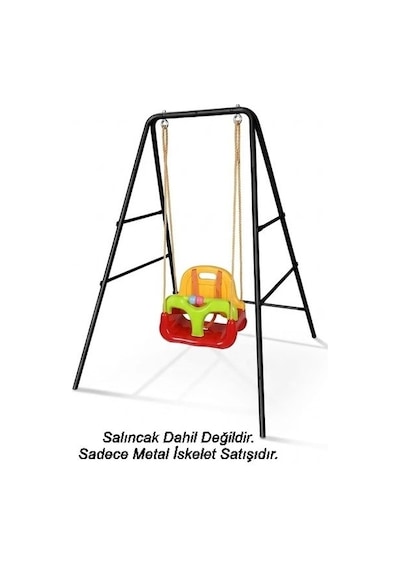 Çocuk Metal Bahçe Ve Balkon Salıncağı İskeleti - Dayanıklı Salıncak Ve Hamak Ayak Standı Siyah
