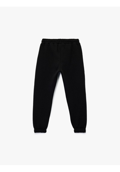 Koton Şardonlu Cep Detaylı Beli Lastikli Basic Jogger Eşofman Altı Siyah 7wkb40009tk