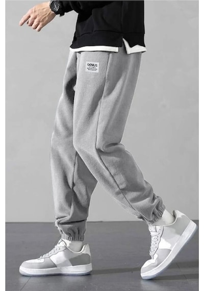 Genius Store Polar Kumaş Oversize Erkek Eşofman Altı Gri