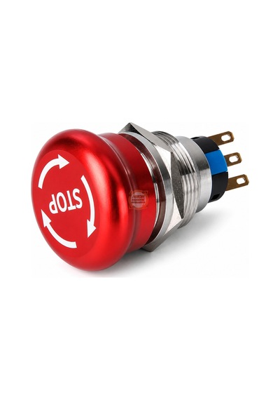 Acil Stop Butonu 19mm Metal D96 1no/1nc Bas-çevir Panel Tipi