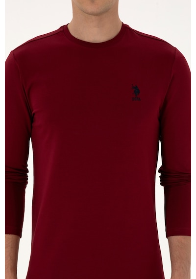 U.S. Polo Assn. Erkek Slim Fit Bisiklet Yaka Bordo Basic Sweatshirt 50307762-VR014