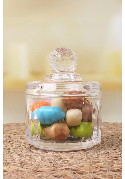 Deconox Lüx Kristal Mini Cam Şekerlik & Cam Lokumluk, Kesme Cam Lüx Şekerlik 7.5cm 9.2cm - 06644 Genel