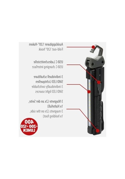 Katlanabilir Led Atölye Lambası - 400 Lm, Usb C Şarjlı