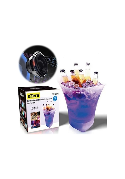 Ezere Hoparlör Buz Kovası, 5l Bluetooth Hoparlör Ile Renkli Buz Kovası Led