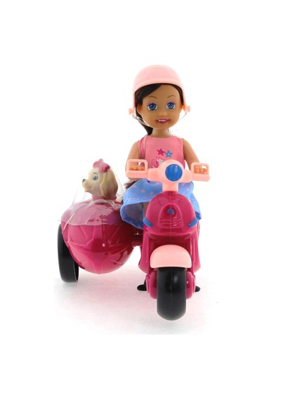 Cute Doll Mini Bebek Ve Köpekli Mor    Motorsiklet