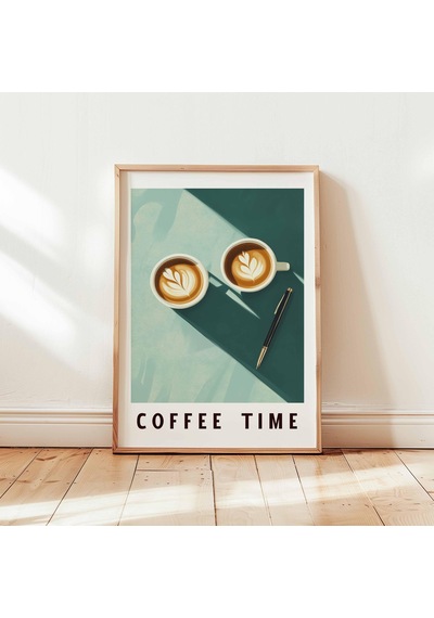 Kahve Zamanı Posteri Baskısı Retro Kafe Duvar Sanatı Latte Sanatı Mutfak Dekorasyonu Minimalist Kahve Barı Sanat Eseri Çerçevesiz Orta Çağ Tarzı