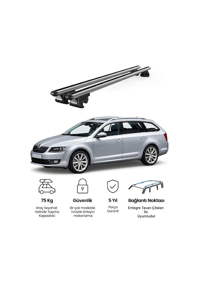 Venüs Skoda Octavia Wagon 2013 Ve Sonrası Uyumlu Gri Ara Atkı Port Bagaj Tavan Barı