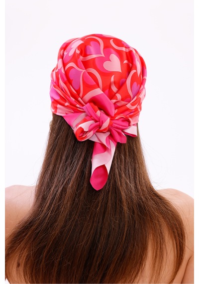Tarzını Seç Aşk Kalpleri Model Fular Bandana Şal Estascarf 70x70 Cm