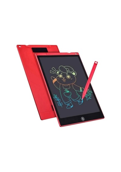 12 Inc Renkli Lcd Grafik Dijital Kalemli Çizim Tableti Yazı Tahta Not Yazma Eğitim Tableti Kırmızı