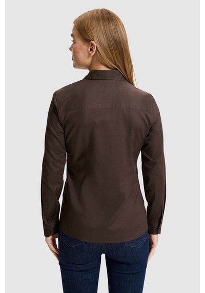 U.S. Polo Assn. Kadın Koyu Kahverengi Uzun Kollu Basic Gömlek 50329503-vr084