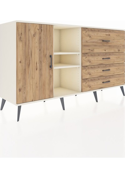 Kronos Konsol 4 Raflı 4 Çekmeceli Tek Kapaklı 176x59x99 Aytaşı-ç Aytaşı-çam