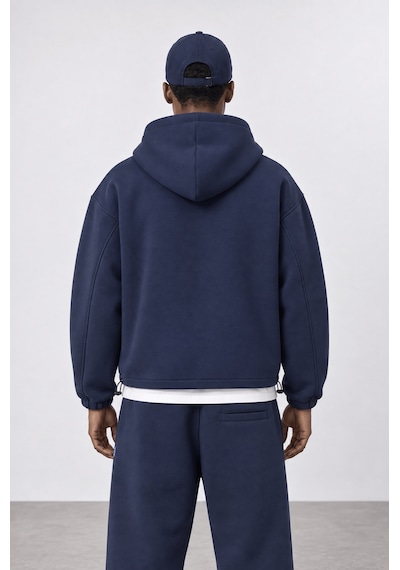 Respire Erkek Lastik Detaylı Panda Oversize Zip Lacivert