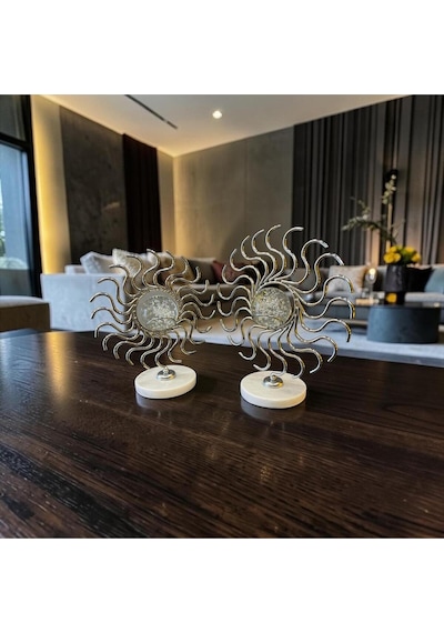 Çift Spiral Metal Heykel Lüks Salon & Ofis Dekor Objesi