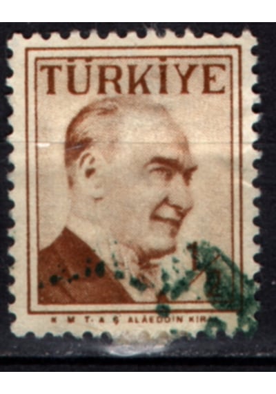 1957 Atatürk Çift Çizgi Çerçeveli Portre 0.5 Kuruş Tp0546 İsfila1914  Teşhir Ürün