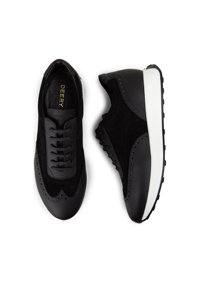Deery Hakiki Süet Siyah Erkek Sneaker Ayakkabı - 00750Msyhe07 Siyah
