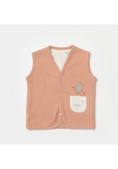 Bibaby Organik Yelek Teach Me Kırmızı - Kahverengi - Mint Acı Kahverengi