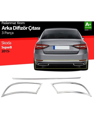 S-Dizayn  Skoda Superb Krom Egzoz Çıkışı 3 Parça Set 2015-2019