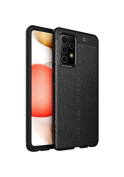 Samsung Galaxy Uyumlu A72 Kılıf Focus Deri Desen Silikon Kapak Siyah