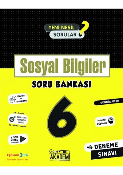 Üçgen Akademi 6.Sınıf Sosyal Bilgiler Soru Bankası+4 Deneme