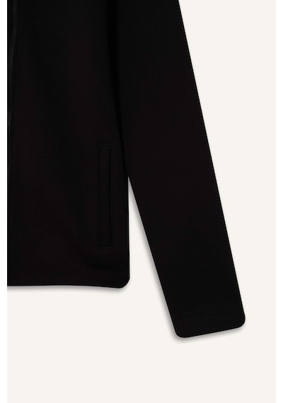 DeFactoFit Slim Fit Dar Kesim Kolej Yaka Skuba Dalgıç Kumaş Bomber Hırka F0877AX25SPBK81