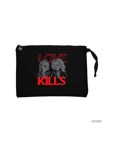Zepplin Giyim Chucky Love Kills Siyah Clutch Astarlı Cüzdan / El Çantası