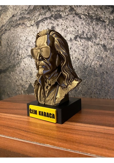 Cem Karaca Büst Figür 13 Cm Altın Sarısı Koleksiyonluk Heykelcik & Dekoratif Masaüstü Süsü