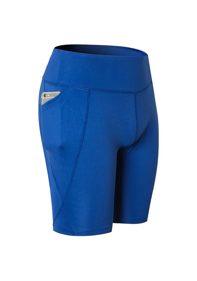 Wezone Yüksek Bel Yoga Şortu: Nefes Alabilen, Esnek Ve Yan Cep Detaylı Kadın Spor Kıyafeti Mavi