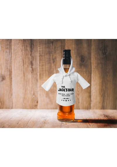 Bk Gift Kişiye Özel Mini Beyaz İçki Şişesi Tişörtü , Ev Bar Dekoru, Viski, Şarap, Votka, Rakı Şişesi Tişörtü, Ev Barı-3
