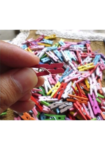 Renkli Mini Ahşap Mandal 2.5 Cm 50 Adet, Fotoğraf Dekorasyon Mandalı 2 Diğer