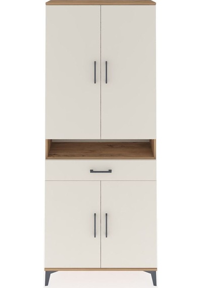 Arges Dolap 5 Raflı Tek Çekmeceli 4 Kapaklı 88x30x221 Çam-aytaşı Atlas Çam