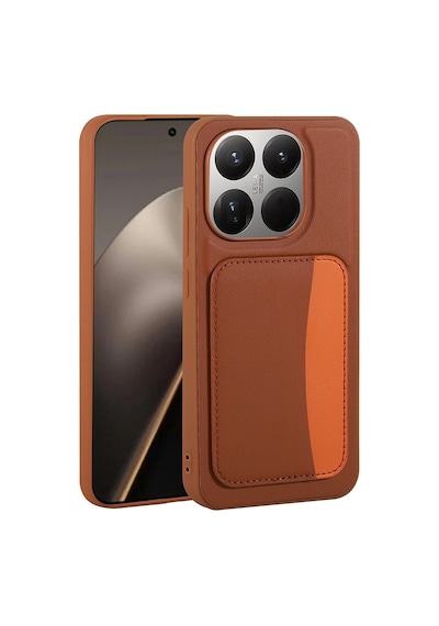 Xiaomi 15t Kılıf Kartlıklı Kamera Yükseltili Silikon Celikaksesuar Kahverengi