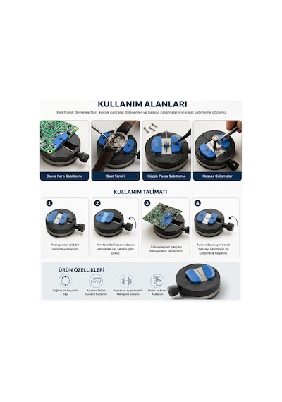 Mini Pcb Sabitleme Mengenesi Hassas Anakart Tamir Aparatı
