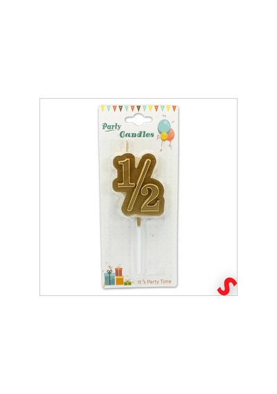 1/2 Yarım Yaş Doğum Günü Mumu, 12 Cm - Altın 0-99