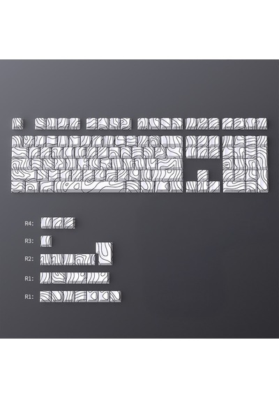Contourline Keycaps 130 Adet Klavye Tuşu Tam Set Çatlak Işıklı Tuş Takımı