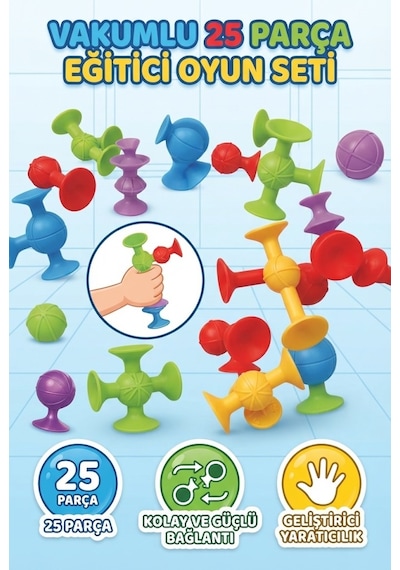 TıfılToys Vakumlu 25 Parça Eğitici Oyun Seti Kolay Ve Güçlü Bağlantı Beceri Ve Zeka Geliştirici Oyuncak