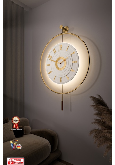Metaquartz Aksesuar 7-24h - Büyük Boy -timelless Kristal Pilli Quartz , Metal Duvar Saati Gold