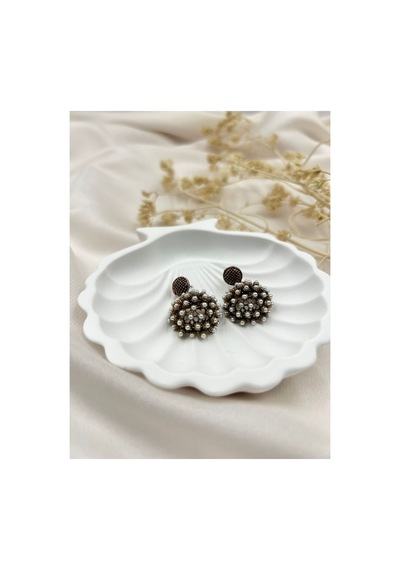 Lunarie Vintage İnci Detaylı Büyük Sallantılı Küpe Altın