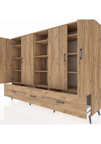Hyperion Dolap 12 Raflı 3 Çekmeceli 4 Kapaklı 220x44x163 Çam-çam Çam-çam Hyperion Dolap 12 Raflı 3 Çekmeceli 4 Kapaklı 220x44x163 Çam-çam Çam-çam