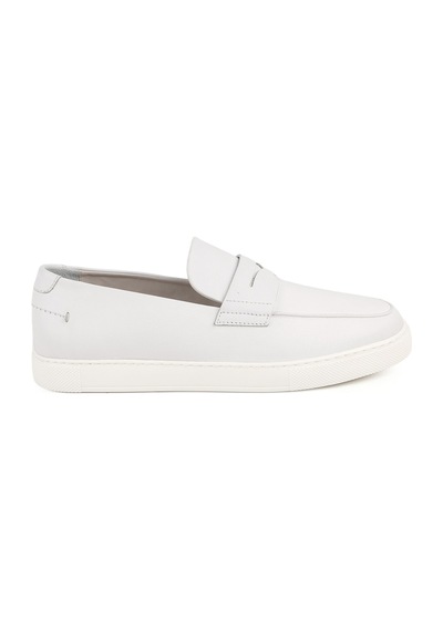 Libero L5876 Bembeyaz Hakiki Deri Ultra Hafif Eva Tabanlı Erkek Loafer Slip-on Ayakkabı Beyaz