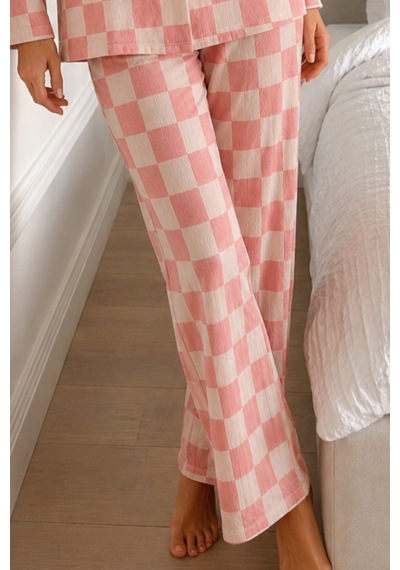 Kadın Bürümcük Tam Boy Pembe Pijama Takımı