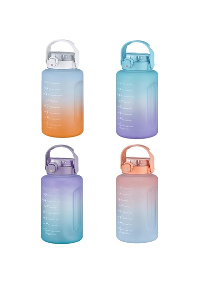 Vagonlife Mega Büyük Boy 2500ml 2.5litre Pipetli/pipetsiz Kullanım Çift Renk Motivasyon Matarası Genel