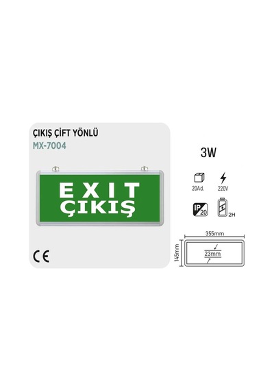 Maxled 7004 Ledli Acil Çıkış Armatürü Çıkış Çift Yön